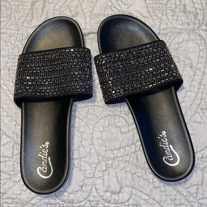 Candies slide on sandals